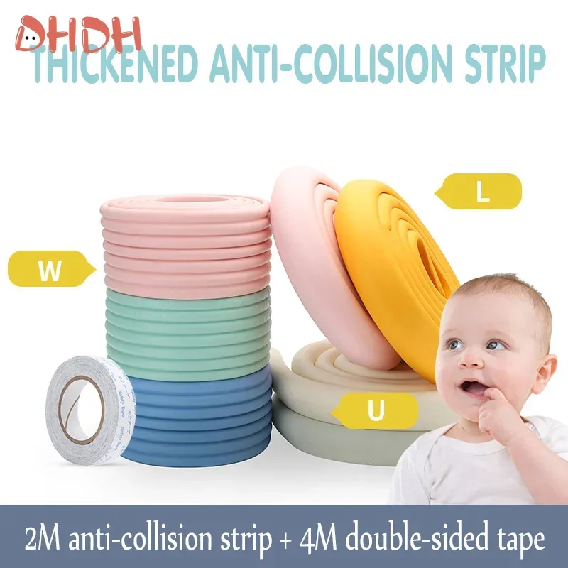 واقي زوايا سلامة الطفل بطول 2 متر، واقيات حافة بلون سادة لعزل الأطفال، زوايا الأثاث المنزلي، شريط حماية زاوية الطاولة