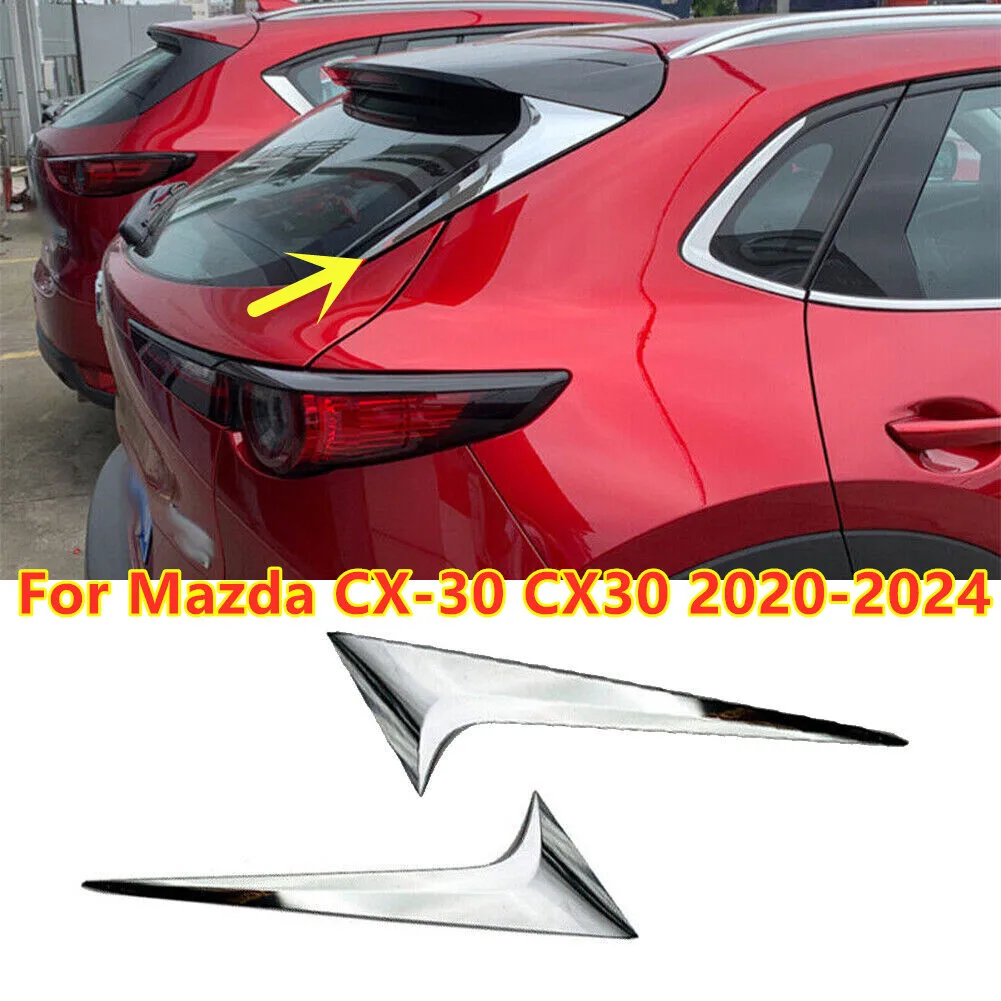 

2X Chrome Rear Window Spoiler Side Cover Trim Fits Mazda CX-30 CX30 2020-2024