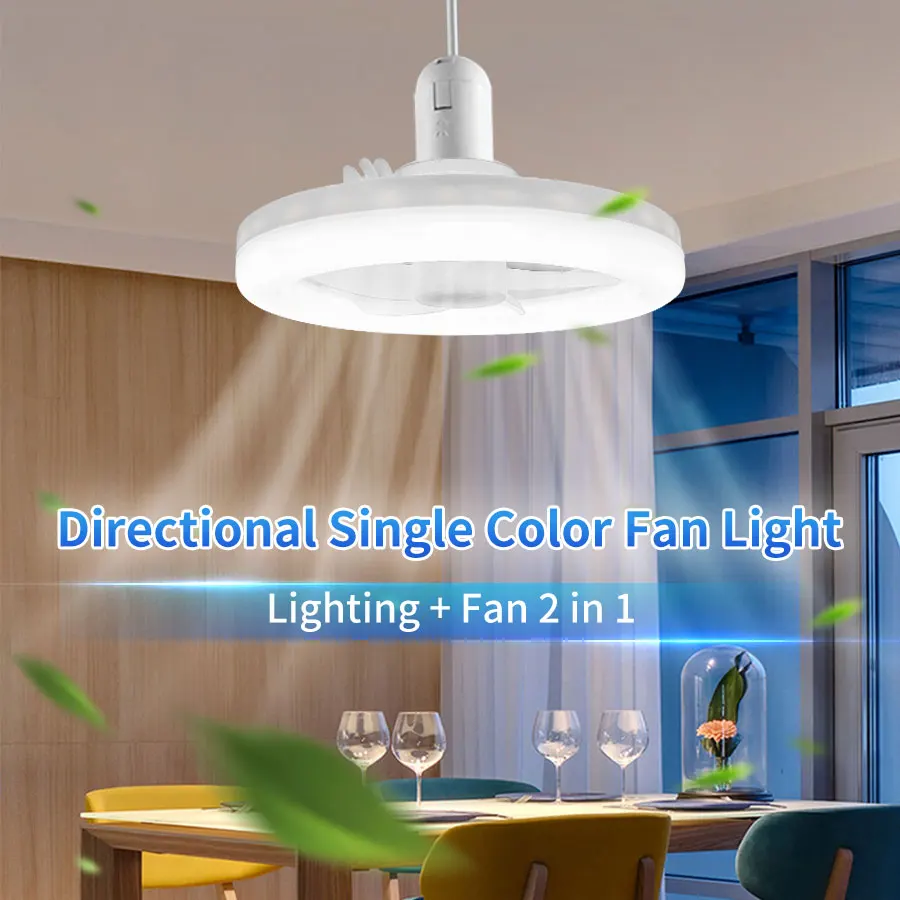 Ventilador de techo LED con Control remoto, lámpara de iluminación E27, 85-265V, 3 colores, temperatura, 3 velocidades, para sala de estar y dormitorio