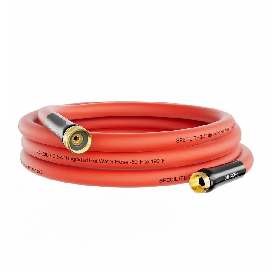 

3 4 Hot Cold Short Leader Garden Water Hose 15 ft, 50190, Flexible amp Lightweight Rubber Pipes With 3 4 Brass Fittings for Yard