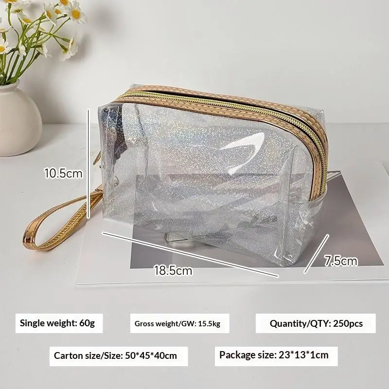 Glitter Clear Waterproof PVC Cosmetic Bag Large Capacity Travel Toiletry Storage