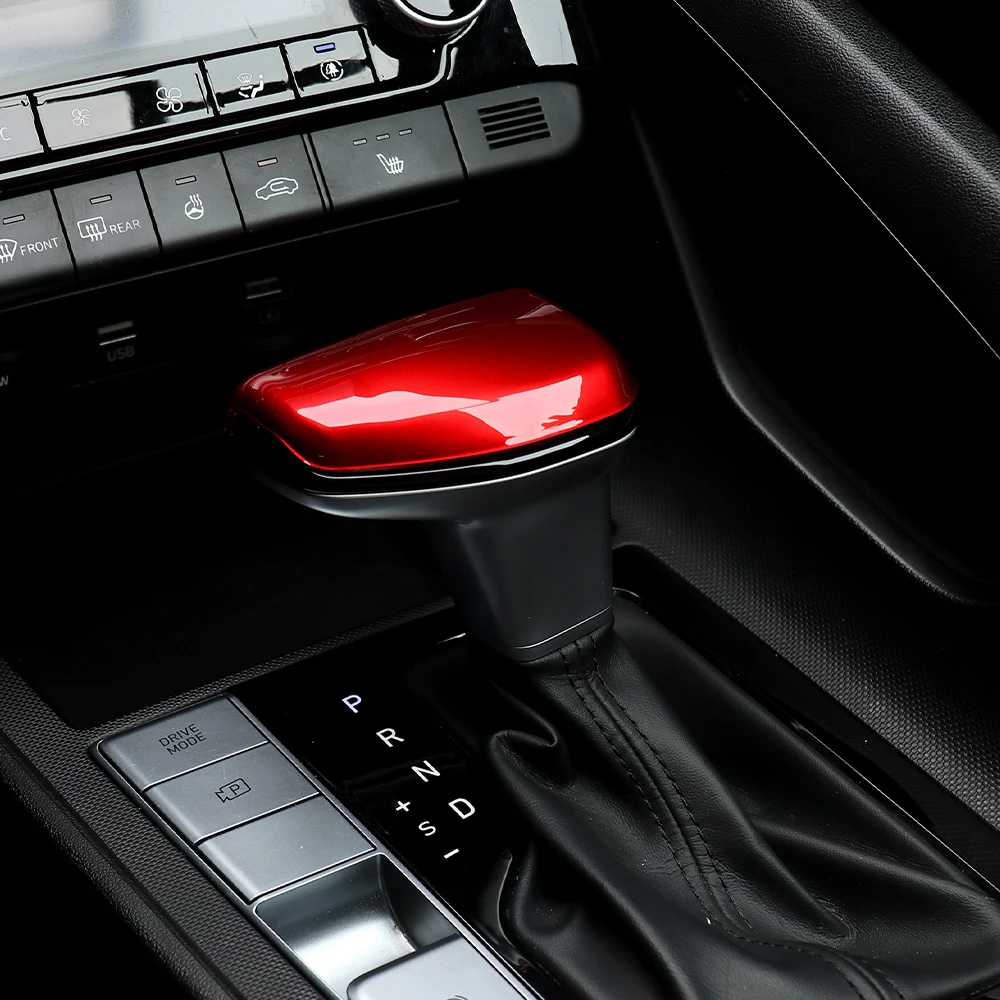 Rote Carbonfaser-Stil Schaltknauf-Abdeckung Zierleiste Innenraum-Zubehör für Hyundai Elantra CN7 N 2021-2025 LHD RHD – Detail 7