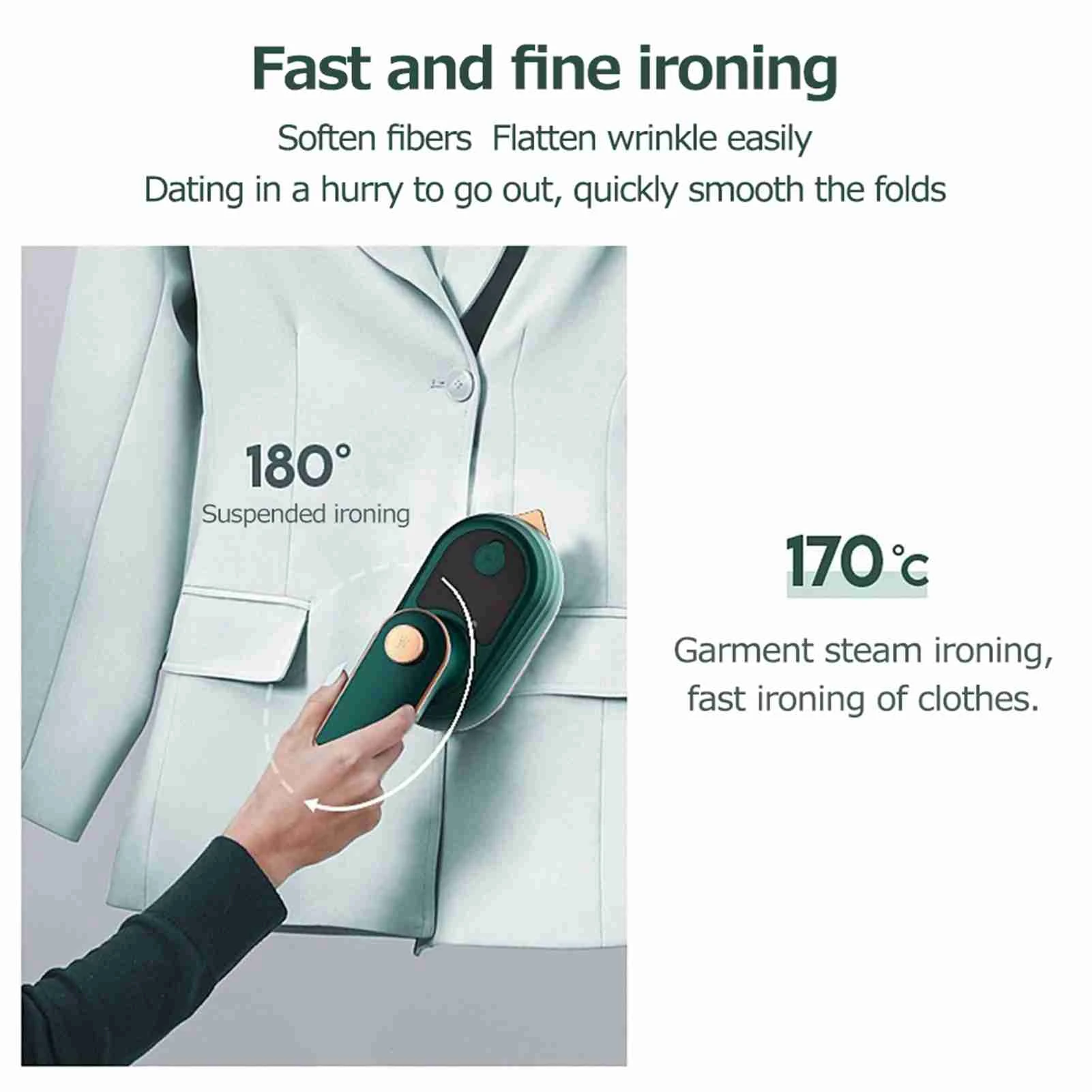 Mini vaporizador de roupas portátil de 38 W - Ferro a vapor portátil para roupas de viagem, removedor rápido de rugas para camisas, vestidos, ternos