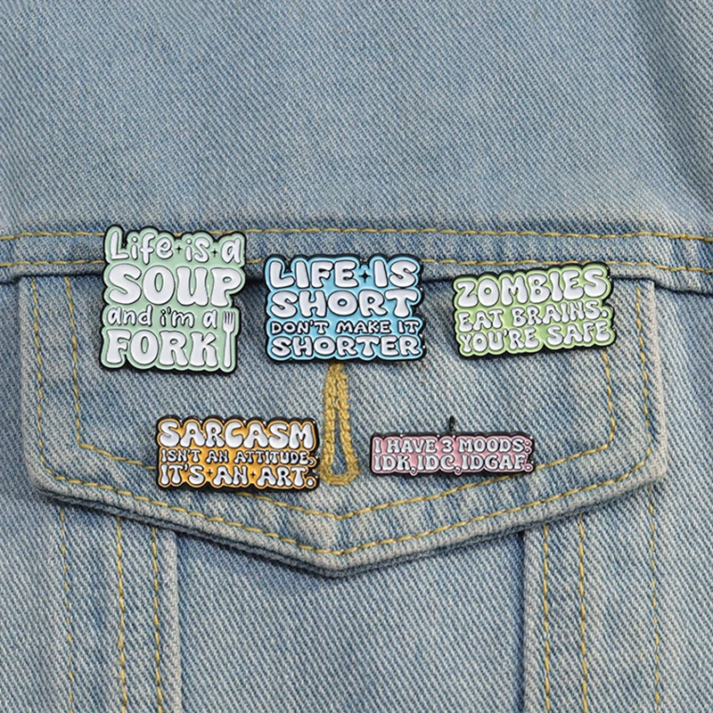 Sarcastic Humor Quotes Enamel Pins Custom SARCASM ISN'T AN ATTITUDE IT'S AN ART Brooches Lapel Badges Funny Jewelry Gift Friends