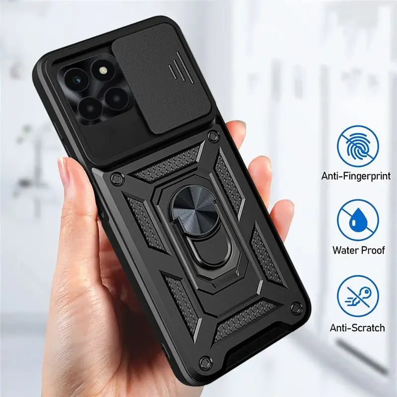 

Slide Window Case For Xiaomi 14 Magnetic Ring Armor Hard Silicone Cover For Xiaomi 14 Pro Anti-Strop Shell