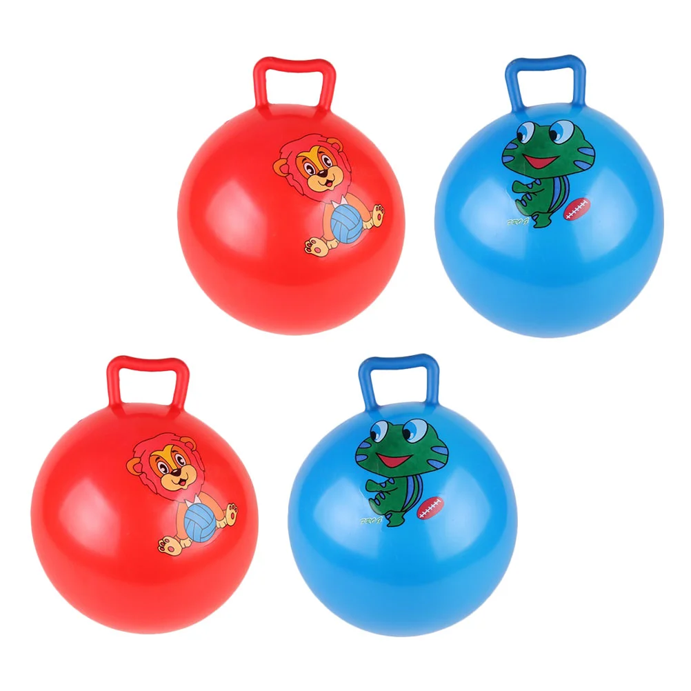 4 Pcs Handle Racket Kids Toys Jumping Ball Space Cartoon Pattern Hopping Pvc For Children Bouncy Bounce Toddler