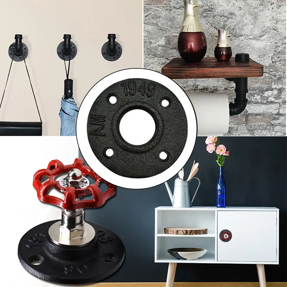 

Новый окрашенный напольный фланец, черный промышленный винтажный стиль, железный фланец для труб с резьбовым отверстием, стойка для дома