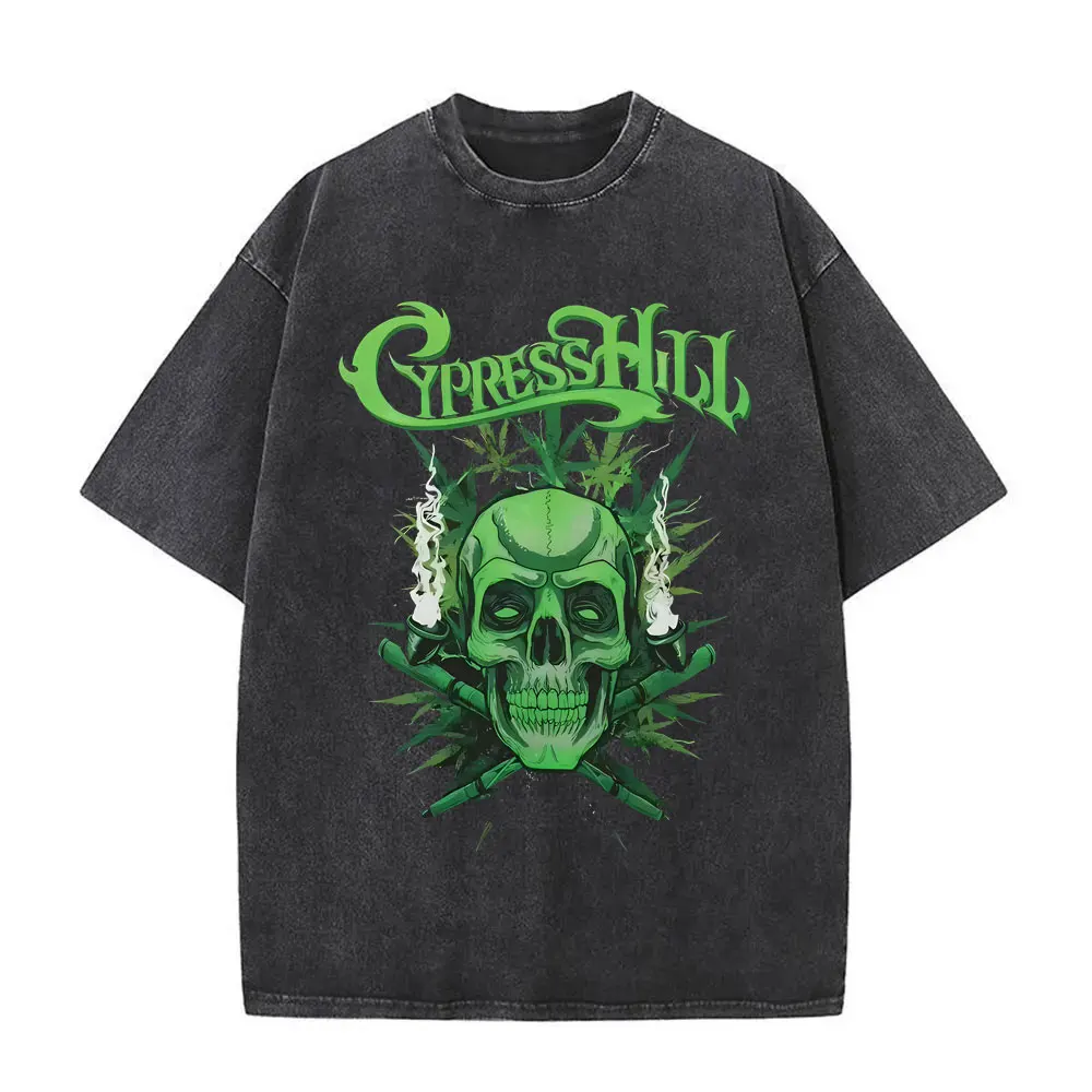 

Washed Vintage Rapper Cypress Hill Skeleton Graphic T-shirt Men Women Hip Hop Oversized Tshirt Men's High Quality Cotton T Shirt