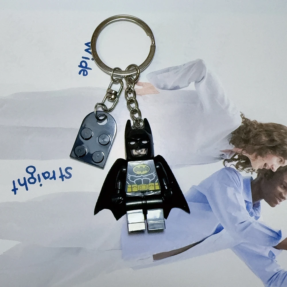 2pcs Handmade 3D Fairy Star Bat Couple Keychain Pink Black Block Splicing Heart Shape Keyring Backpack Key Pendant  Props Gift