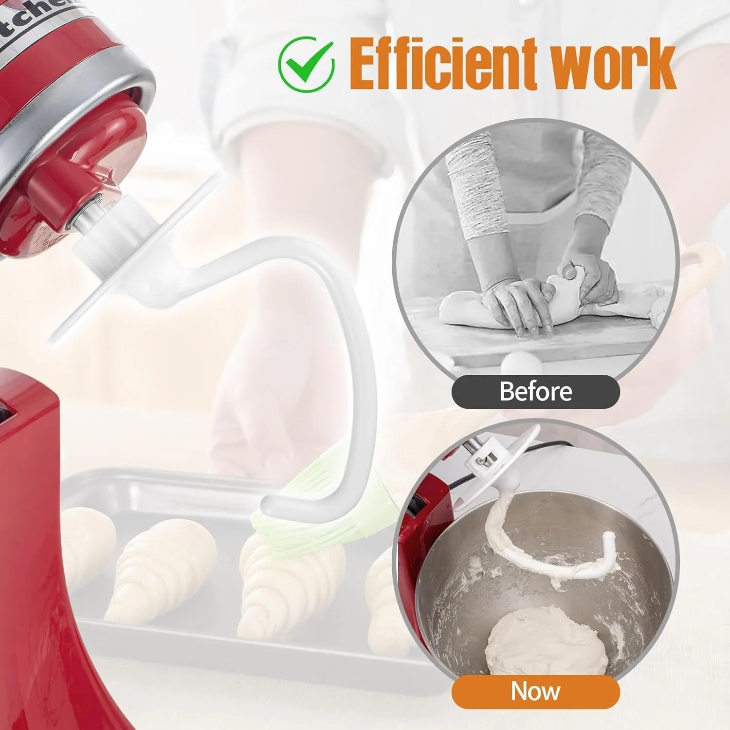 Coated Dough Hook for K45DH 4.5-5QT Kitchen Aid K45 K45SS KSM90 KSM150 Tilt-Head Stand Mixers Aluminum Hook