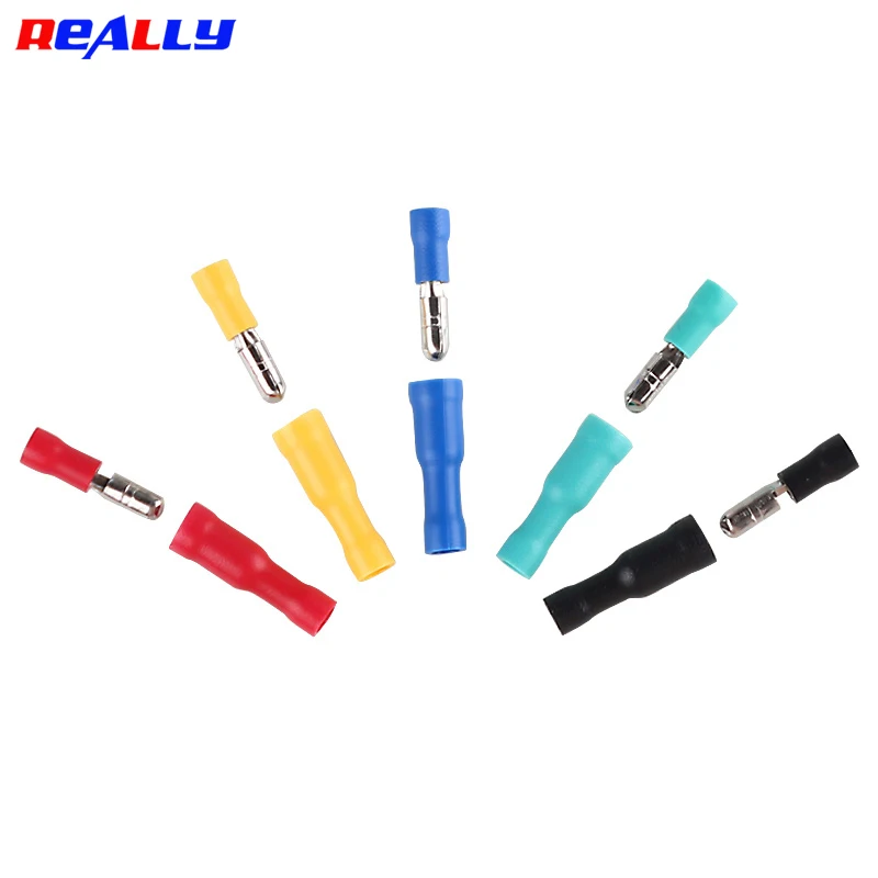 50Pairs Female and Male Insulated Electric Connector Crimp Bullet Terminal for 22~10 AWG 0.5-6mm Audio Wiring