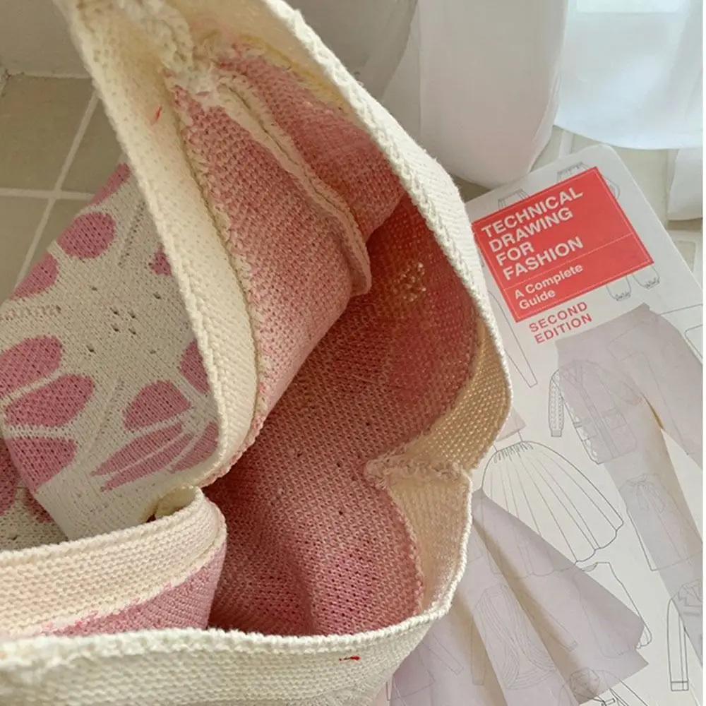 

Fashion Ins Flower Knitted Tote Bag Korean style Flower Woven Shoulder Bag Large Capacity Bohemian Women Handbag Beach