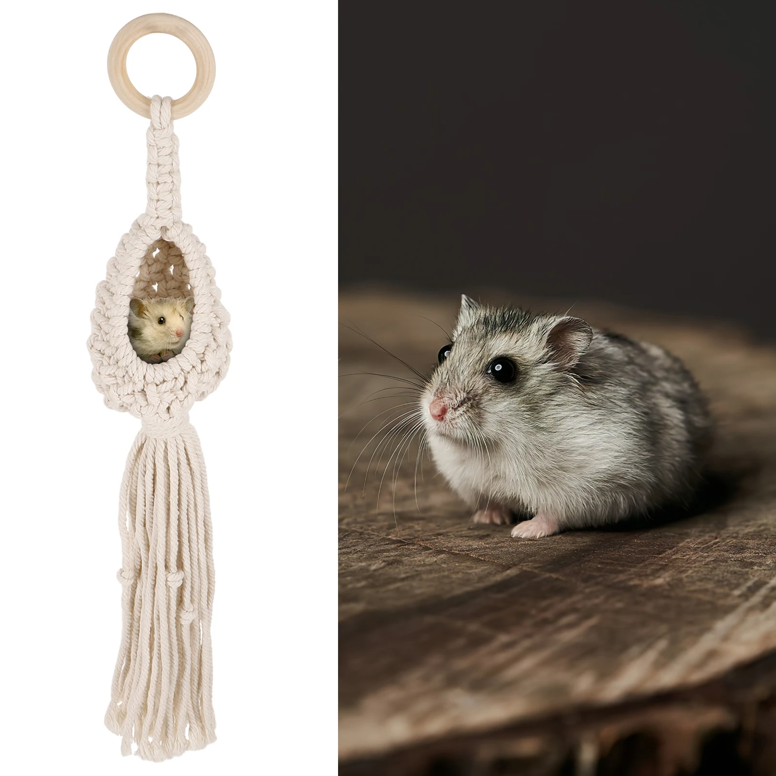 

Sleeping Bag Hammock Hamster Accessory Cotton Hideout Manual Delicate Bed Beige for Small Pets Hanging