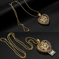 JASTER crystal necklace + metal USB flash drive 4GB 8GB 16GB 32GB 64GB 128GB external storage, memory stick