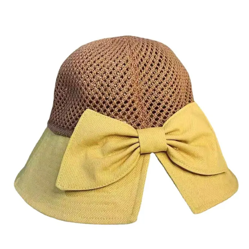 New Sunscreen Hat In Spring And Summer Children\'s Fashion Bucket Hat Folding Bow Sun Hat Sunscreen Hat