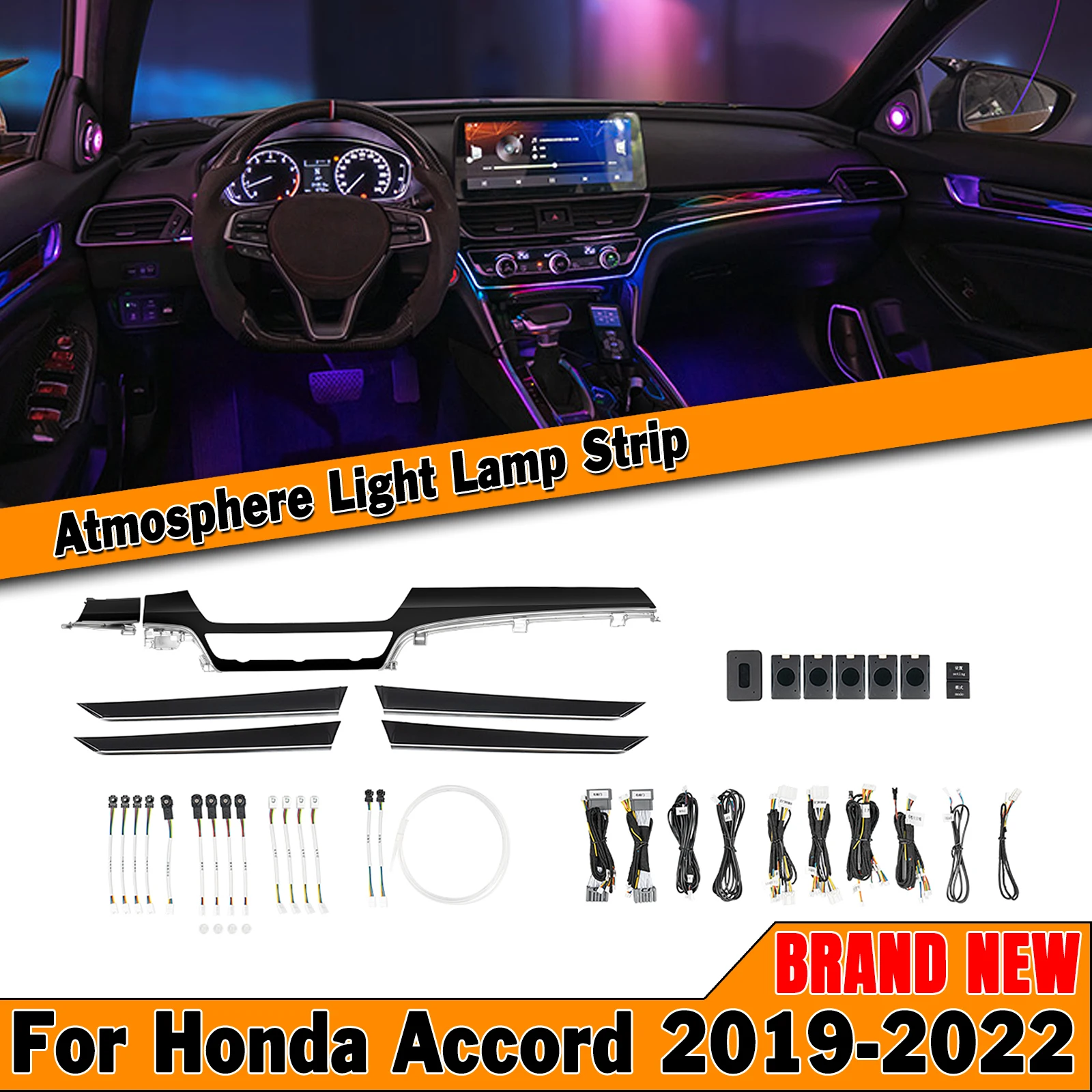 Car Interior Atmosphere Light Interior Strip Lamp Mood Ambient Light Bulb Trim For Honda Accord 10.5th 2019 2020 2021 2022