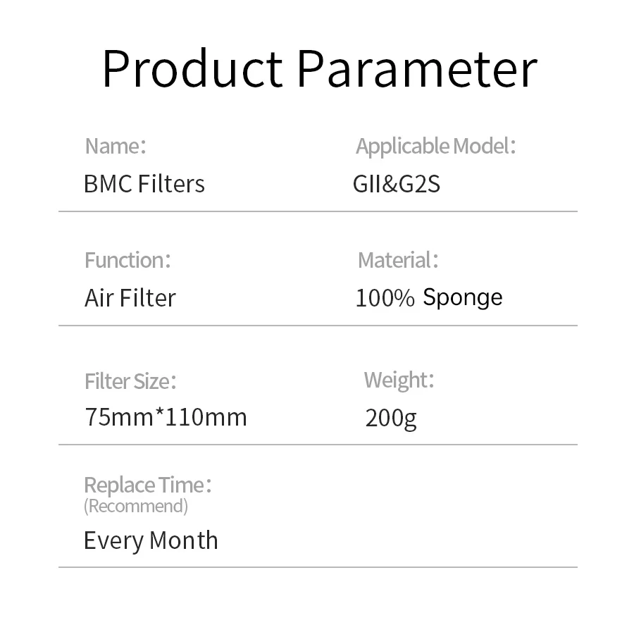 CPAP Foam Filter BMC Premium Disposable Universal Filters Supplies for BMC G2S A20/C20 GII E-20C/E-20A G3 M1 Mini CPAP Machine