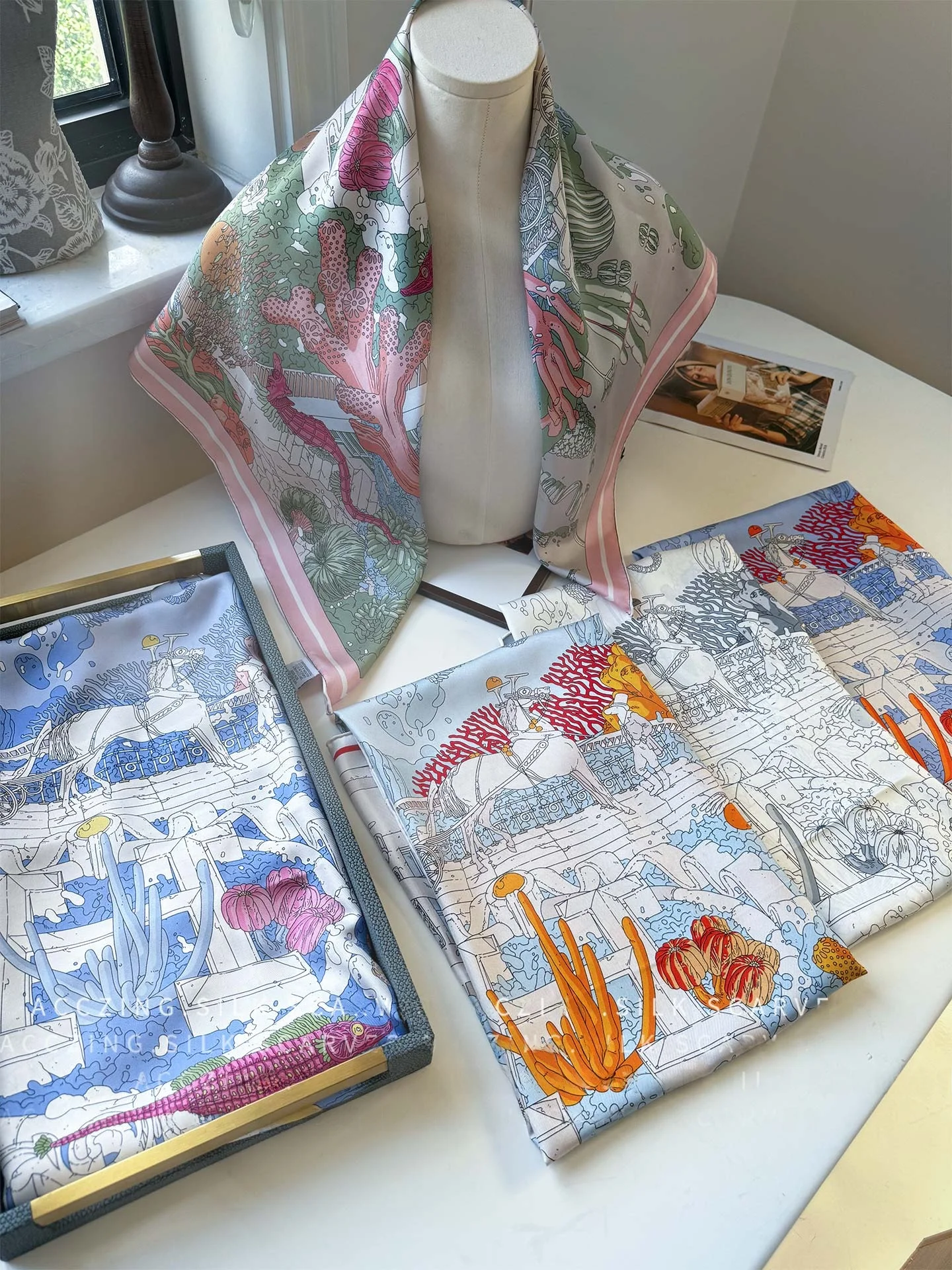 double-sided-silk-scarf-90cm-18-momme-twill-atlantis-book-seal-edition-silk-authentic-silk-square-scarf-unisex