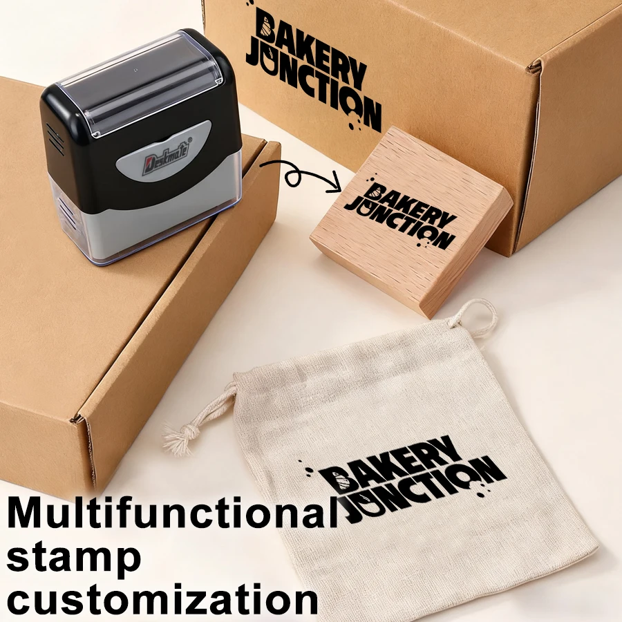 Black Custom Self-Inking Stamp for Company-5 Ink Colors.Large All-in-One Automatic Stamp for Business Logo,Notary,Office&Wedding