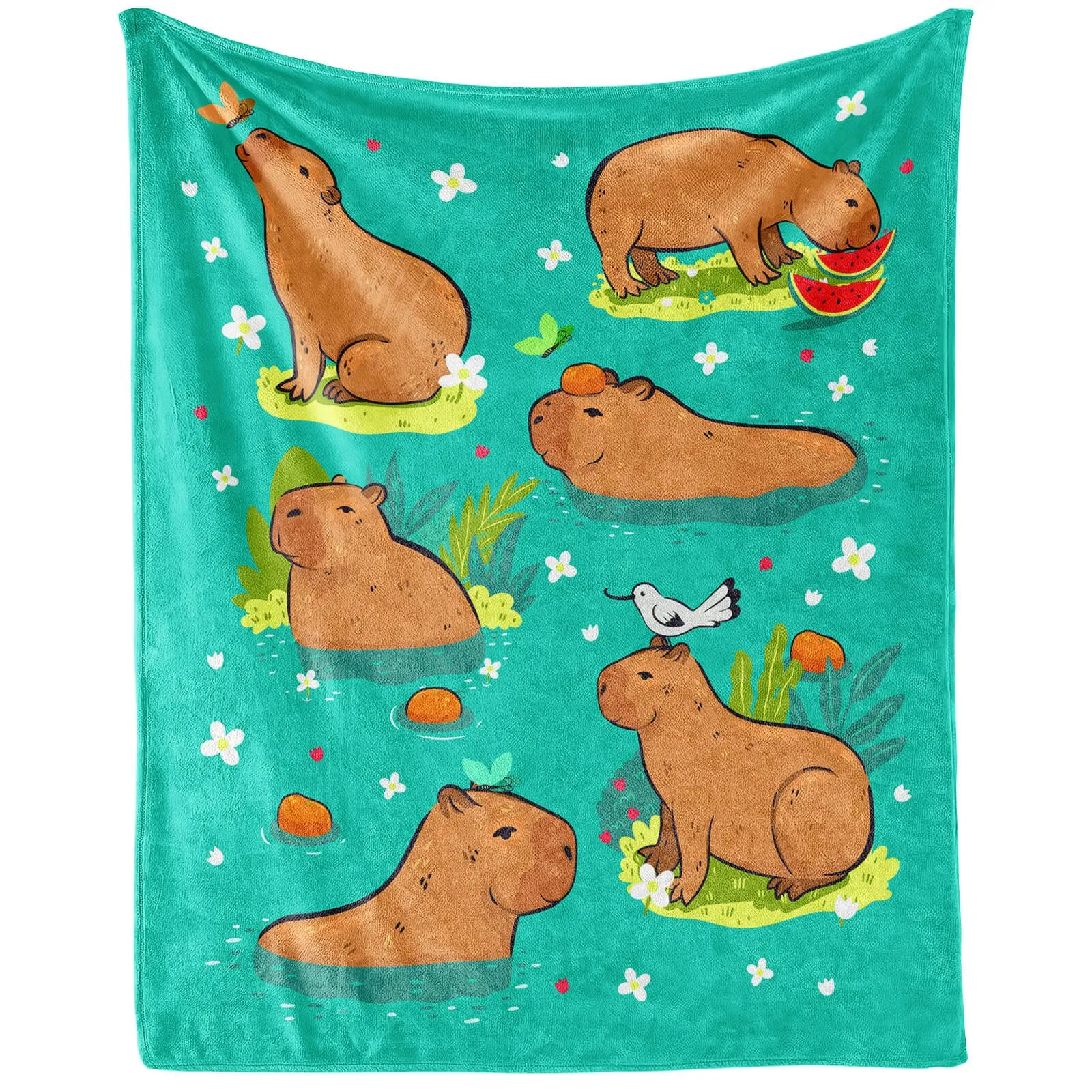 

Capybaras Flannel Blankets Cartoon Animals Thin Quilt 3D Printed Throw Blanket Office Nap Baby Cozy Quilts 5 Size Dropshipping