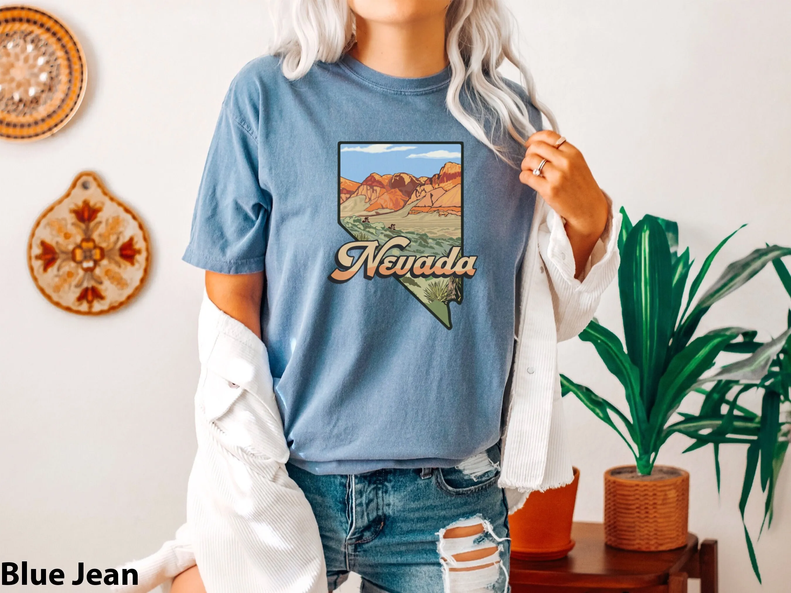 Nevada State Desert Vibes Cactus Southwest Road Trip Las Vegas Comfort Colors Garment Dyed T Shirt