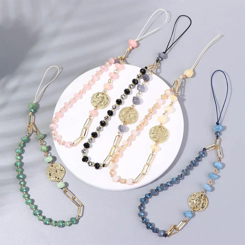 Bohemia Style Letter Gravel Beads Chain Handmade Anti-Lost Rope Phone Strap Women Gift Phone Case Hanging Decoration