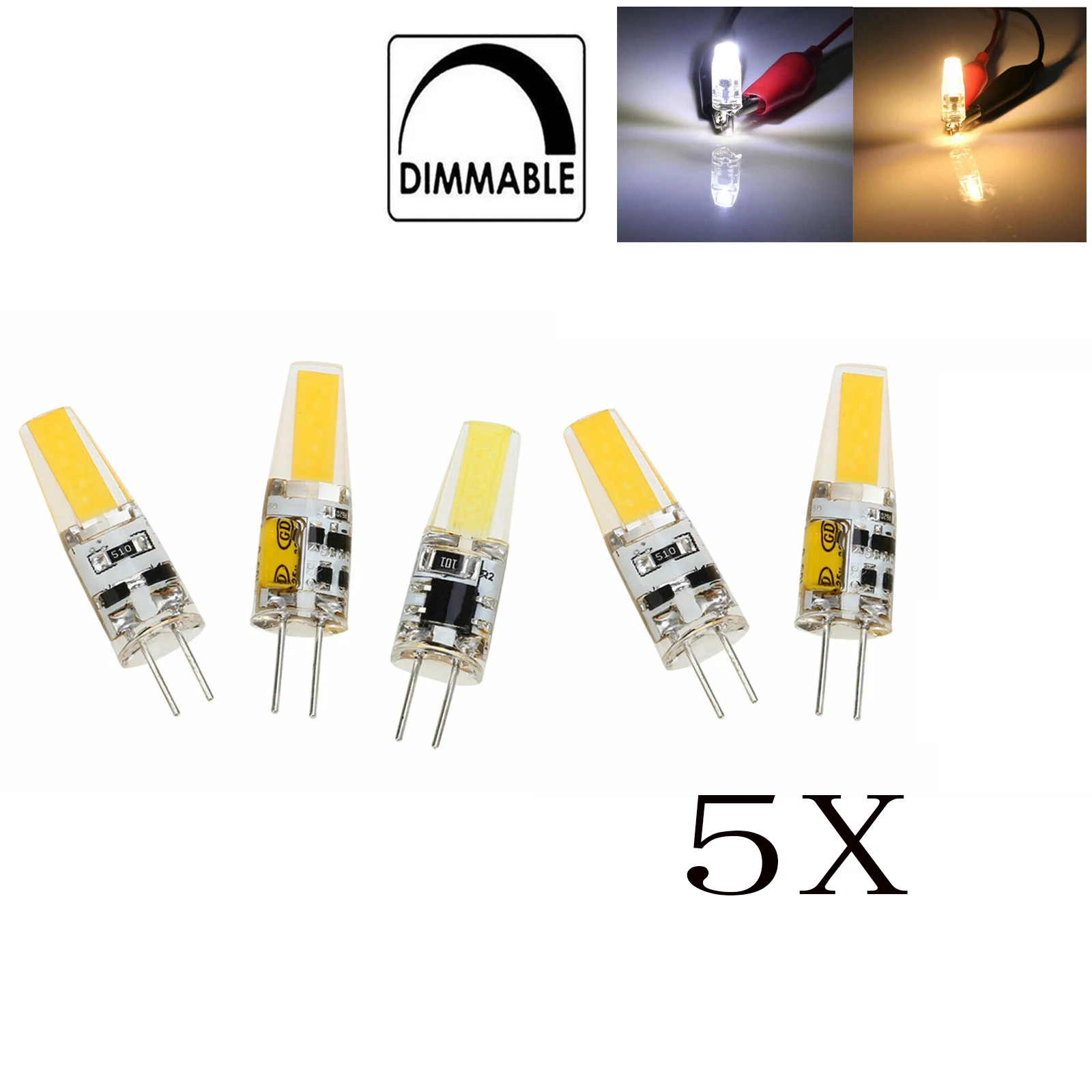 

5PCS Mini G4 Led Silicone Lamp 6W Dimmable Bulbs Dc 12V Home Cob Light 3000K 6000K Bombillas Bulbs Chandelier Replace Lighting