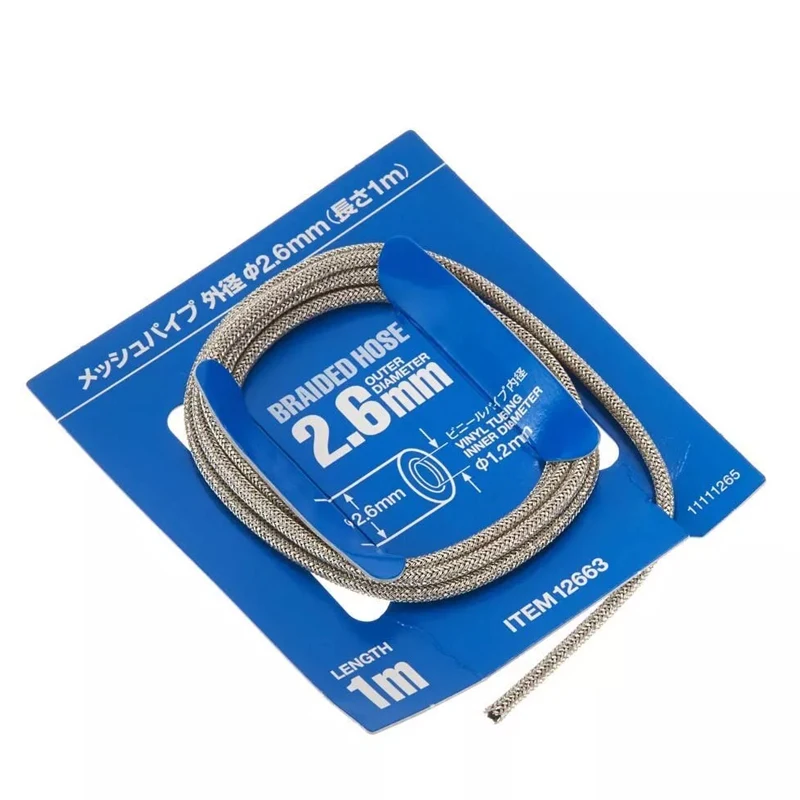 TAMIYA 12662/12663 Braided Hose 2mm/2.6mm Outer Diameter Fabric Hose Detail-Up Parts for 1/6 1/12 1/24 Model Car Motorcycle