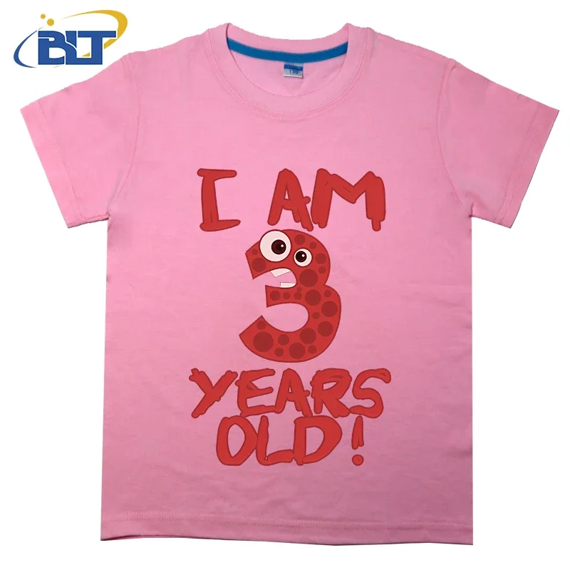 ¡Tengo 3 años! Camiseta de manga corta de algodón para niños, bonito regalo de monstruo para cumpleaños, Verano
