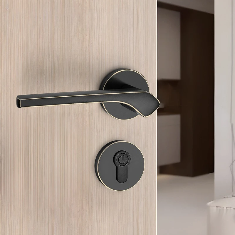 Modern simple indoor solid brass double lock high-end bedroom office hotel door lock Hardware door accessories door handle