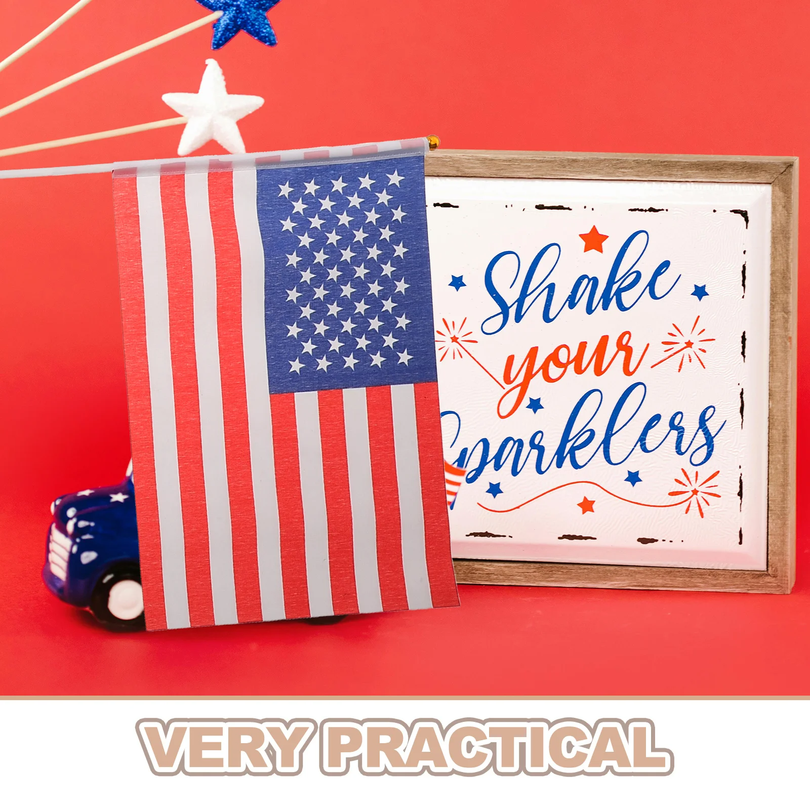 20 قطعة أعلام أمريكية صغيرة محمولة على العصي أعلام أمريكية صغيرة لليوم الاستقلال الرابع من يوليو للمناسبات الوطنية