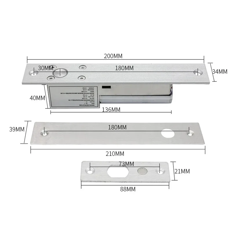DC12V Fail Safe Electric Bolt Lock Low Temperature Drop Electronic Mortise Door Locks with Time Delay for Access Control System