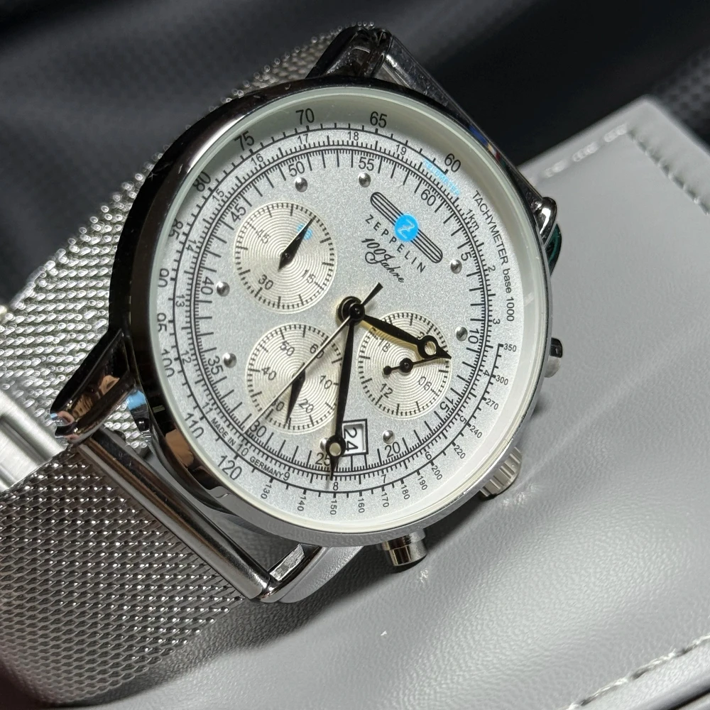 Zeppelin Classic Retro Men's Quartz Watch Mesh Bracelet Casual Business Sports Life Waterproof Timing Watch Gift Date