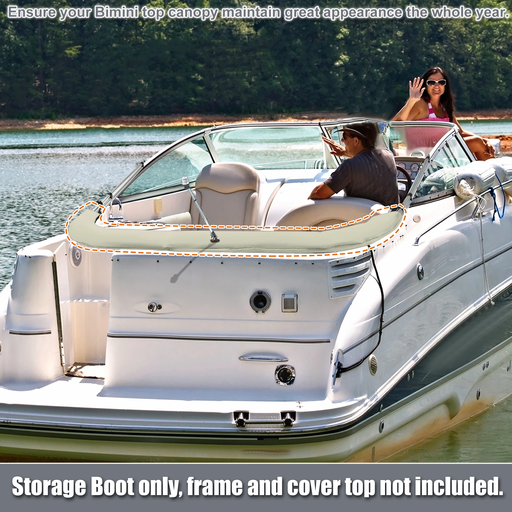 UXCELL Boat Bimini Top Storage Boot with Light Hole Beige 73