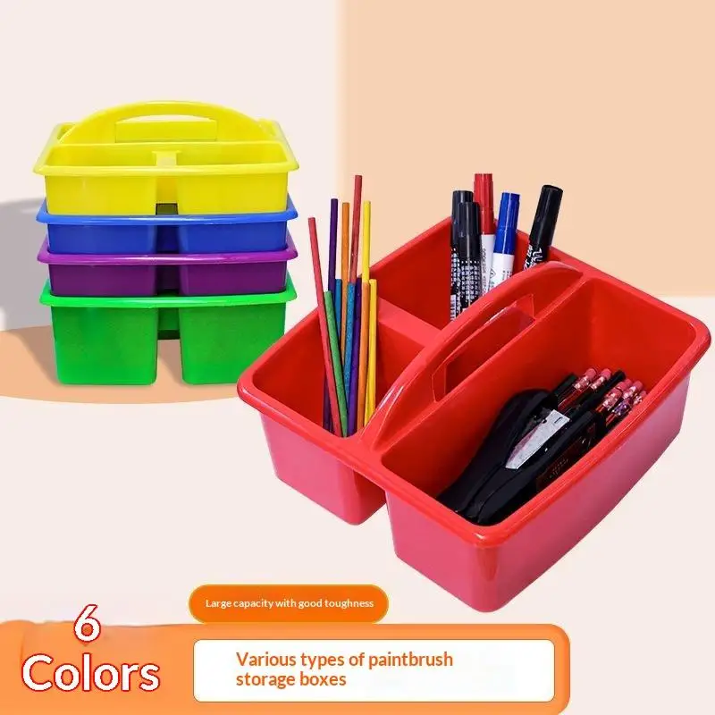 Portable 3 Compartments Plastic Storage Caddy Desk Organizer for Hobbyist Art Paint Brushes DIY Craft Supplies Organization