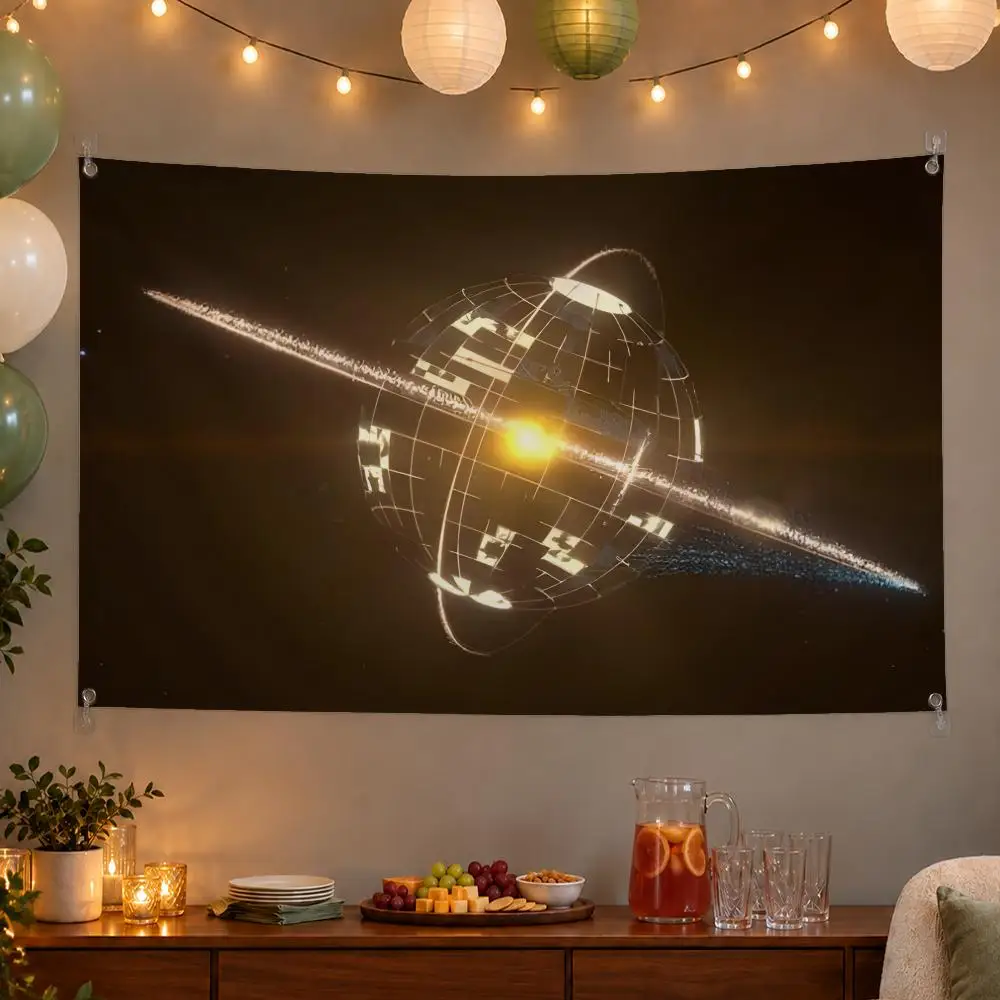 Futuristic Game Dyson Sphere Program Flags Wall Hanging Banner Indoor Outdoor Party Home Wall Decor Backdrop