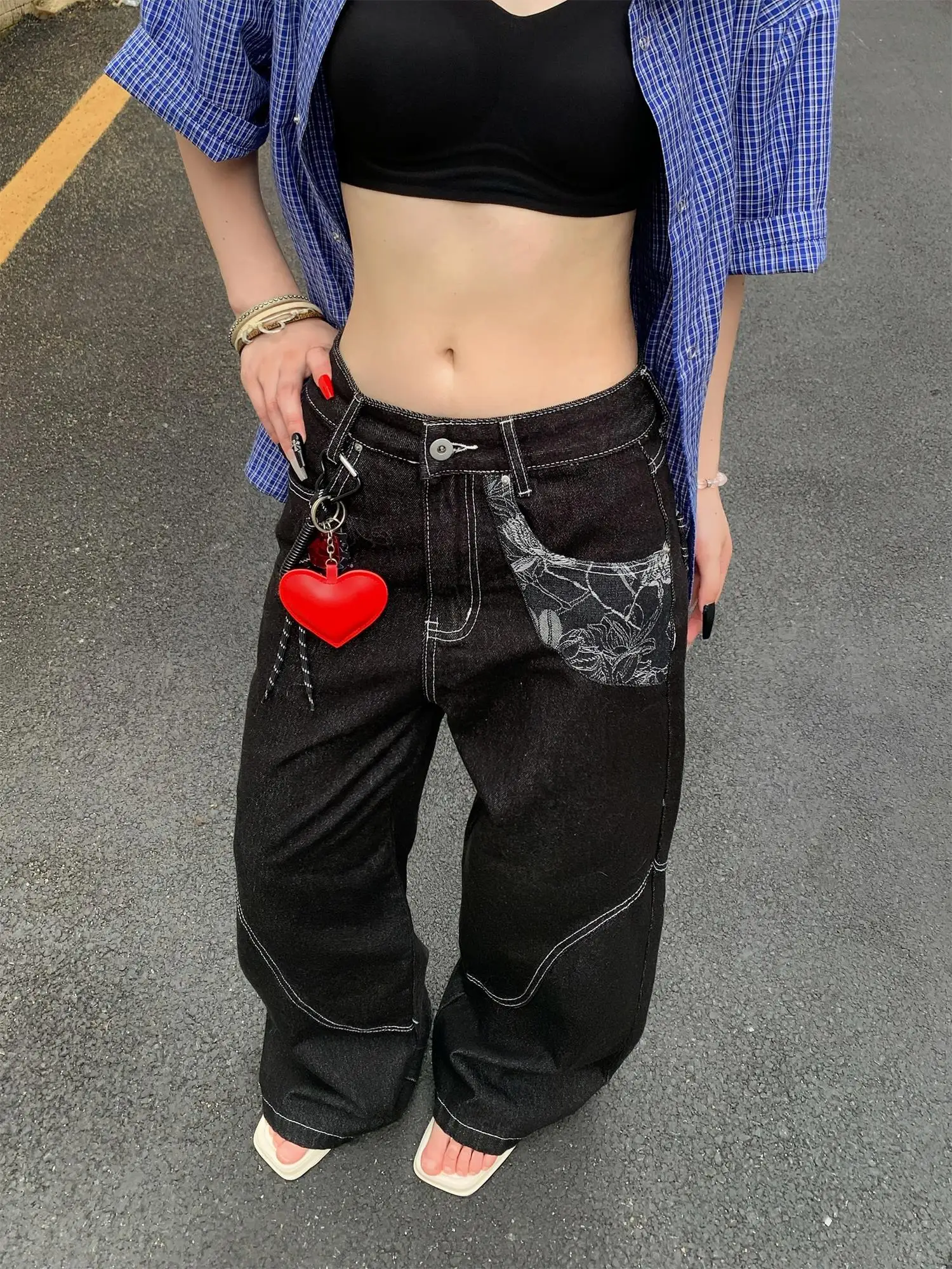 

Джинсы унисекс из плотного денима оригинального цвета, прямого кроя, с пэчворком, Cleanfit, Bootcut, длинные брюки в американском ретро-стиле