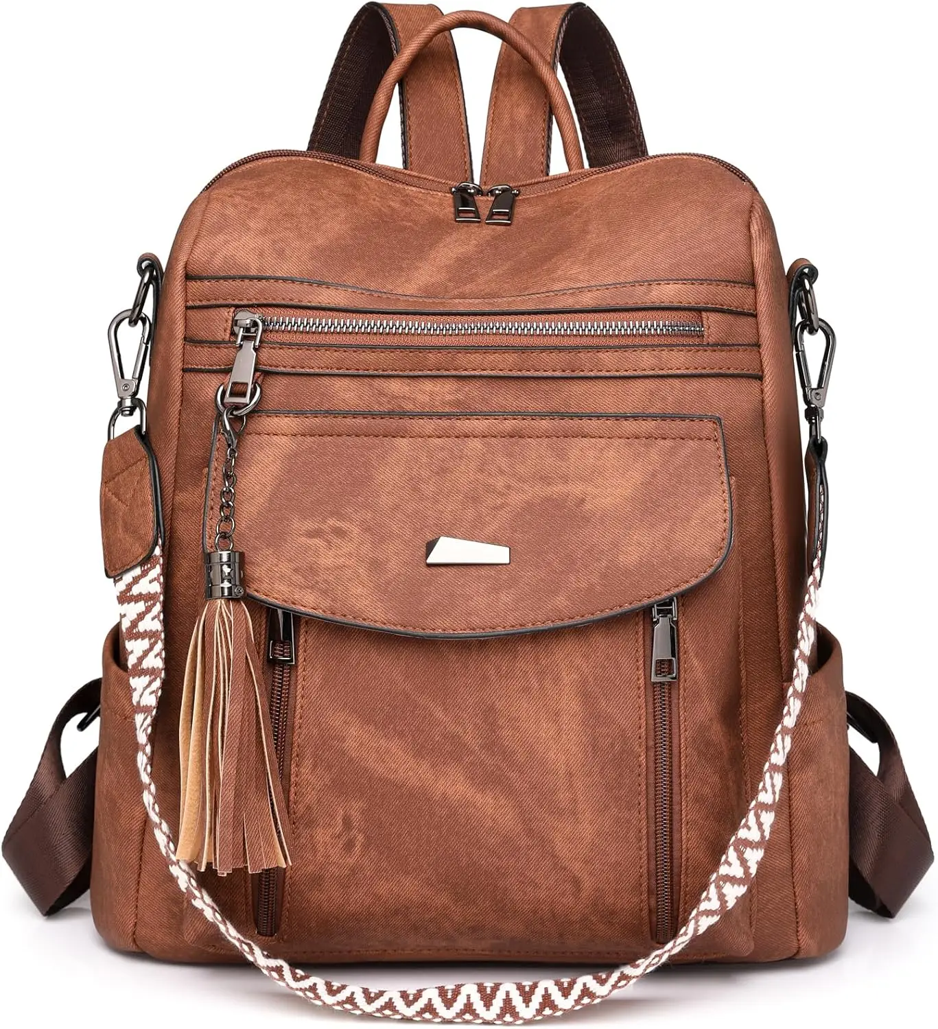 PU Leather Backpack Purse for Women | Fashion Tassel Ladies Purse Backpack Handbags Crossbody Shoulder Bag Suitable for Travel,