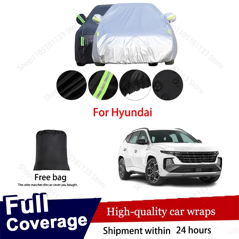 For Hyundai Tucson Car Cover Custom Fit Waterproof Windproof All Season Heavy Duty Protection Outdoor Indoor Use Rain Snow UV