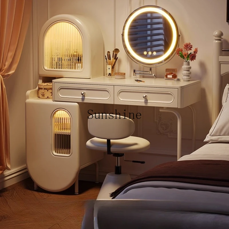 

French cream style dresser storage cabinet integrated solid wood advanced sense master bedroom design desk
