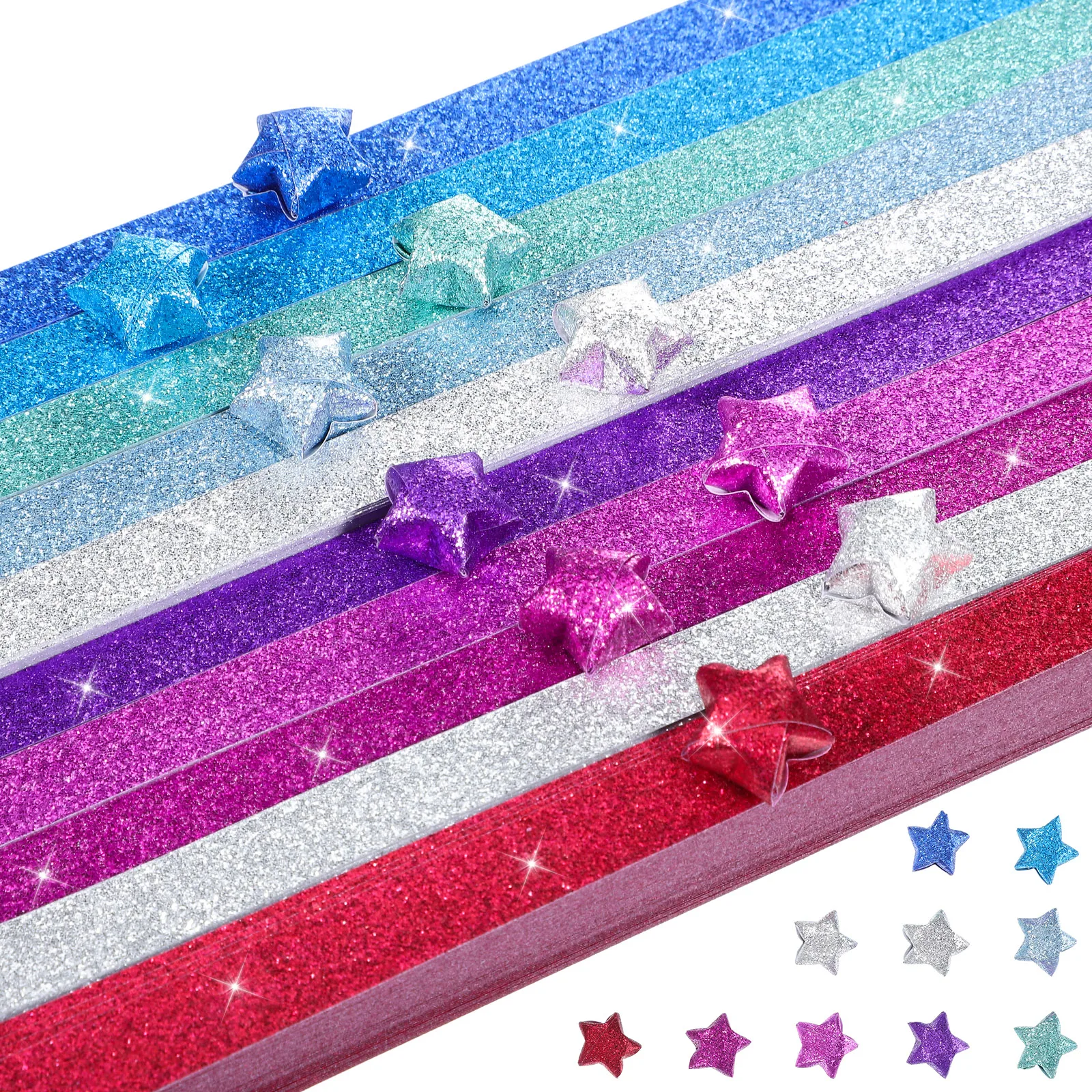 

1040 Pcs Strips Blue Purple Gradient DIY Party Origami Kit Origami Star Paper Strips Decorative Supplies