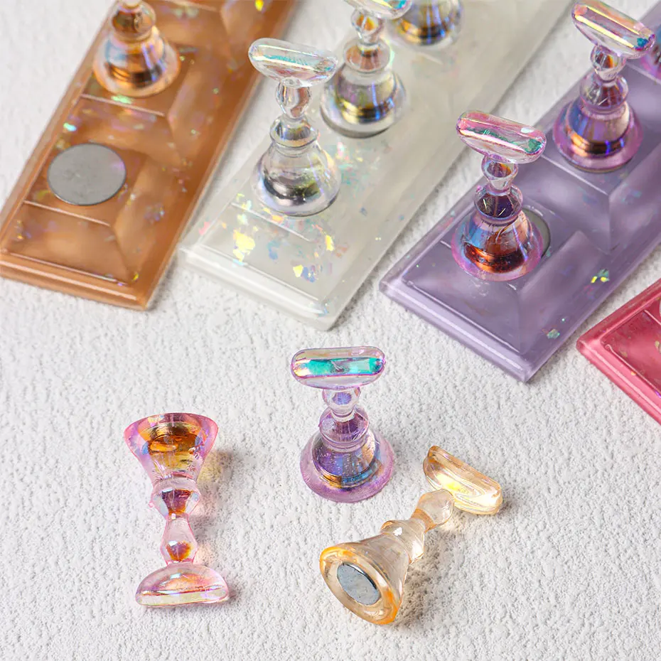 Aurora Chess Borad Magnetic Nail Tips Display Stand Resin Show Nail Holder Practice Gel Polish Nail Tips Showing Shelves Tools