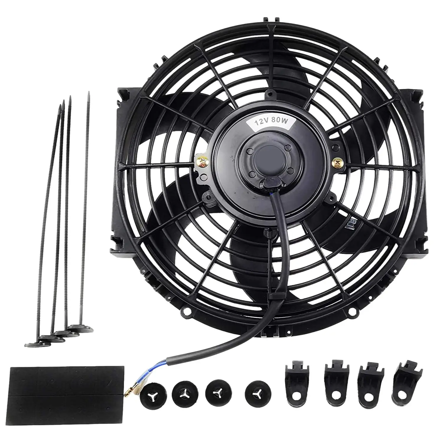 

Universal 10 Inch Black Slim Fan Push Pull Electric Radiator Cooling 12V 80W Mount