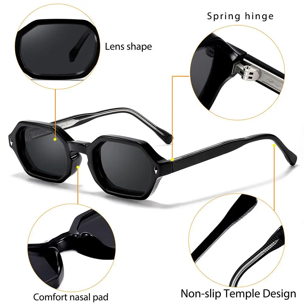 CATERSIDE Neue modische Herren-Sonnenbrille, quadratisch, kleiner Rahmen, Federscharnier, Sonnenbrille für Damen, Outdoor-Reise- und Fahrbrille, UV400 – Detail 2