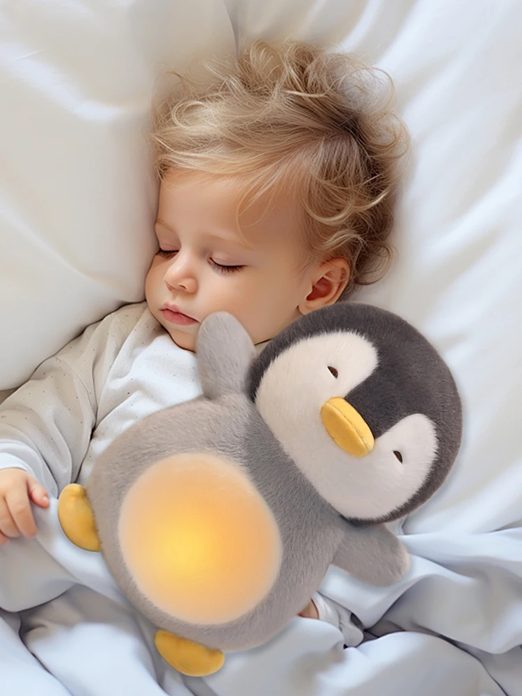

Breathing Stuffed Animal Cute Penguin Plush Toys Baby Sleep Companion Soothing Doll for Toddler Nursery Bedtime Relaxation