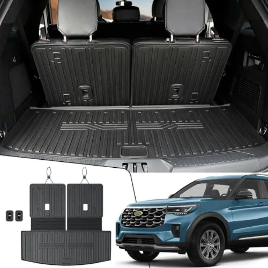 

Cargo Mat with Backrest Mat for 2020-2025 2026 Ford Explorer Car Mat Accessories All Weather TPE Cargo Liner Trunk Mat Active/S