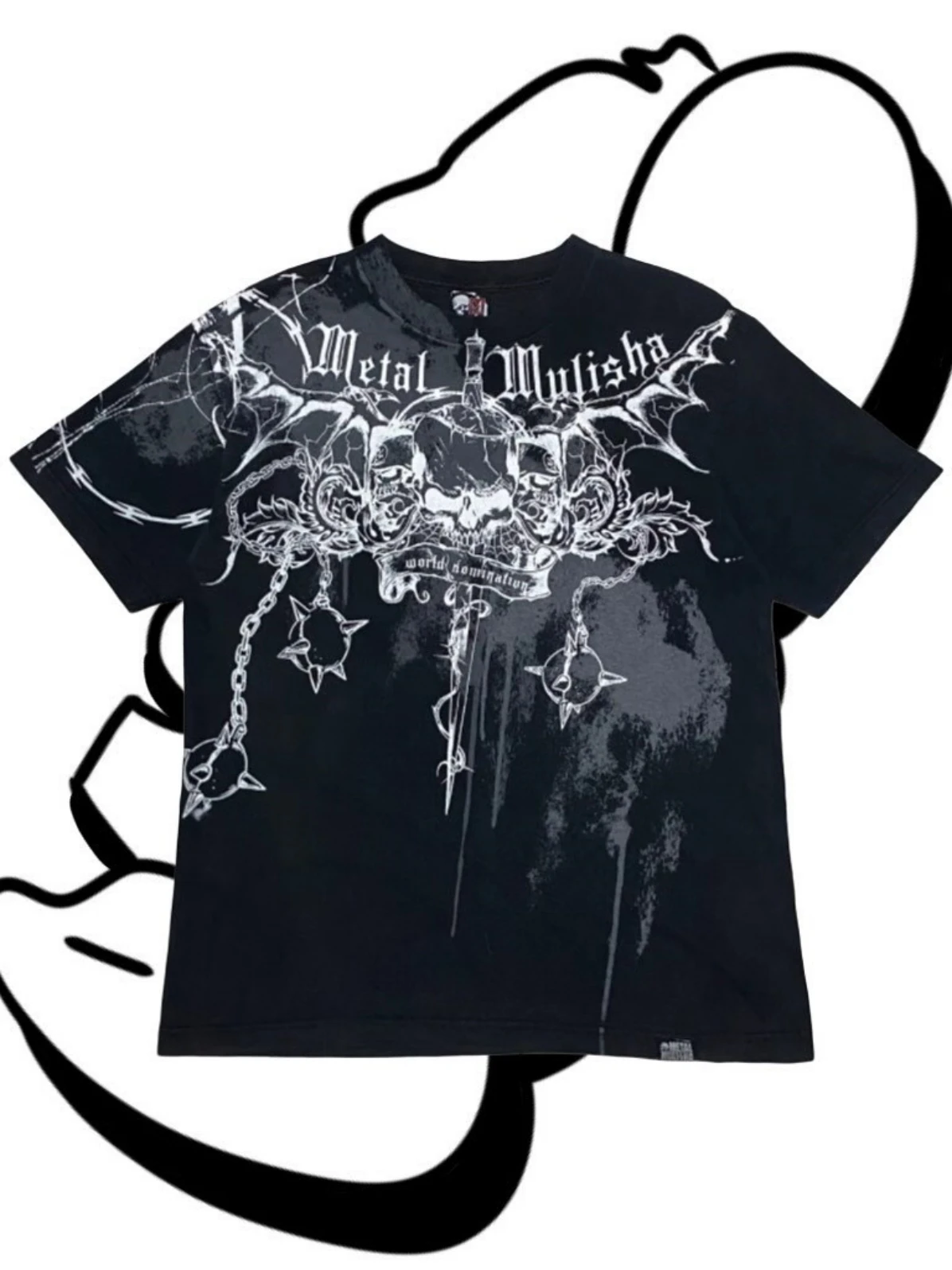 Camiseta con gráfico de calavera de Mulisha de Metal americano, ropa de calle gótica, camiseta Punk Vintage Y2K, moda para hombre, gran oferta