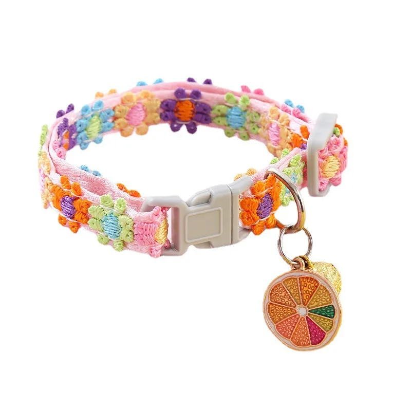 Haustier-Halsband mit Glocke Buntes Blumen-Hundehalsband Verstellbares Sicherheitsglocken-Halsband für Welpen und Kätzchen Haustier-Zubehör – Detail 8