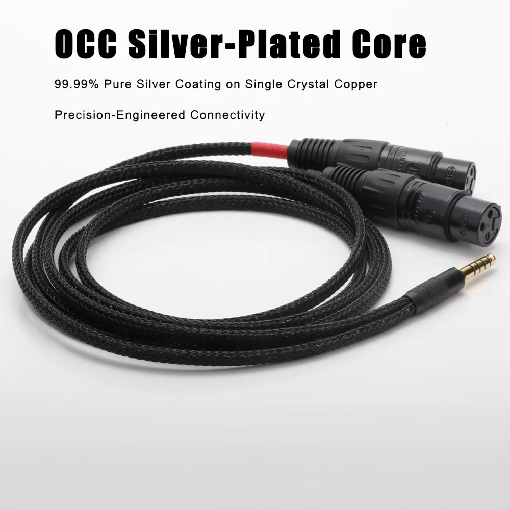 

Preffair hifi 16 cores Single crystal copper Headphone Cable occ silver plated 4.4mm to dual 4pin 2xlr female plug audio cable