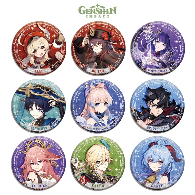 Game Genshin Impact Xiao Furina Xianyun Gaming Chiori Zhongli Badge Button Brooch Pins Cosplay Collection Bag Decor Gifts